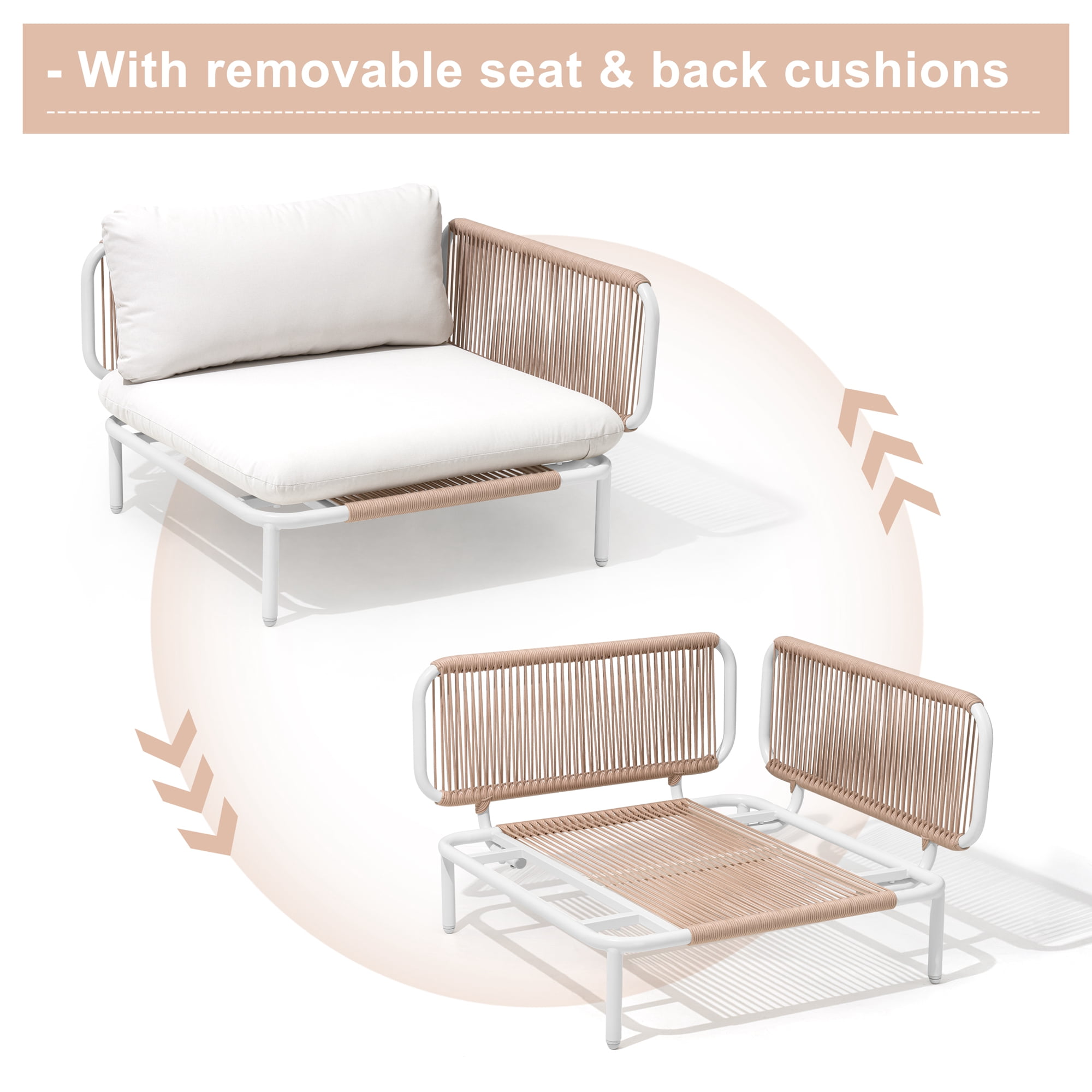 Pellebant 2 Pieces Outdoor Sofa Patio Furniture Set Conversation Set,White