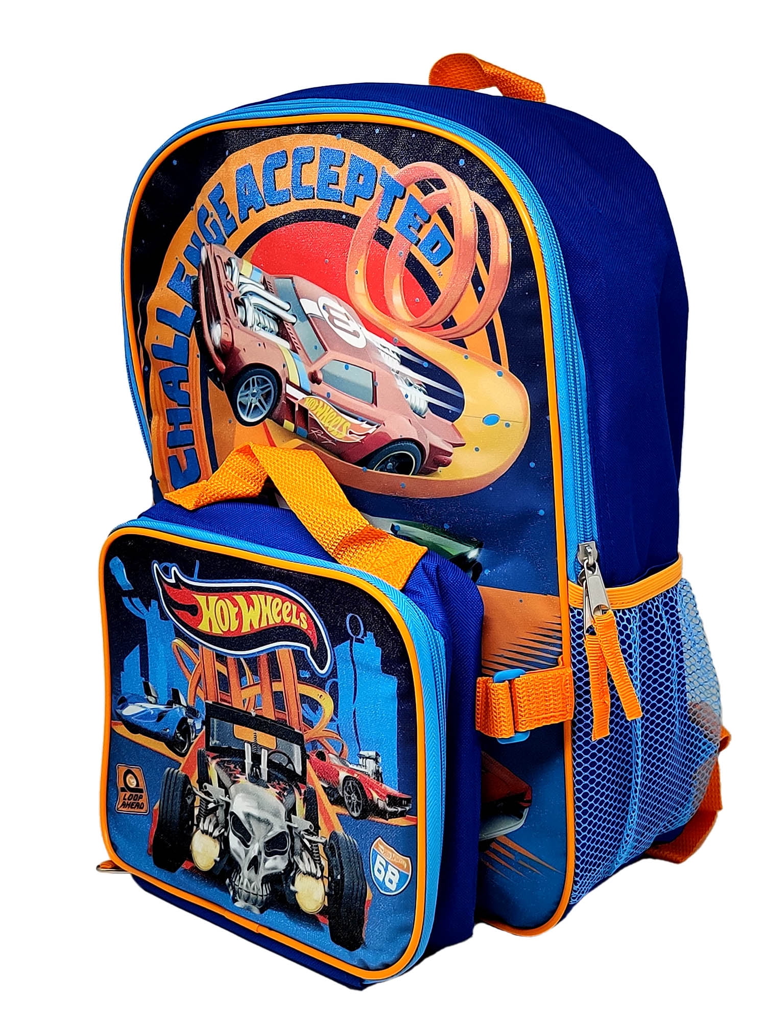 Hot Wheels Backpack 16 & Insulated Lunch Bag Detachable 2-Pcs Race Cars  Boys