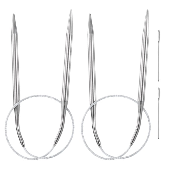 Uxcell Circular Knitting Needles Needles Stainless Steel for Knitting 2 Count Grey US 9/5.5mm x 15.75 inch (40cm)