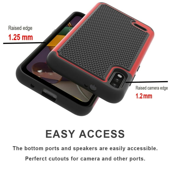 LG Stylo 7 5G Phone Case, Military Grade 6 Feet Drop Test Protection Dual Layer Cover-Red