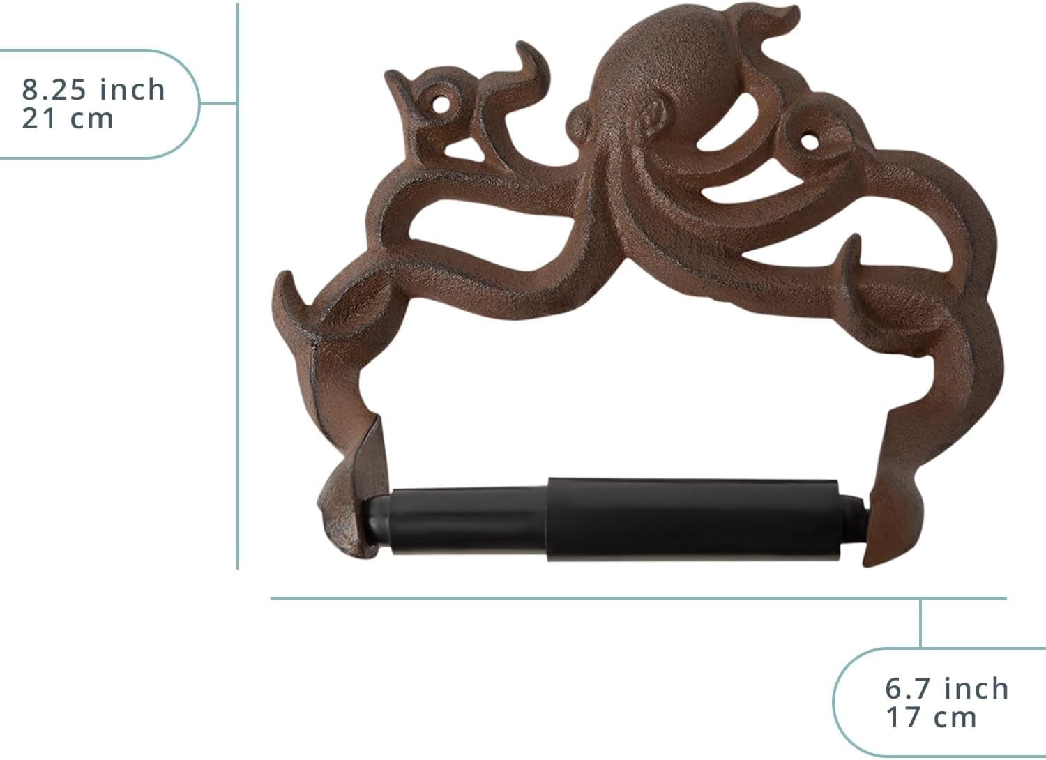 Comfify Cast Iron Octopus Toilet Paper Holder, Wall Mounted, Rust Brown