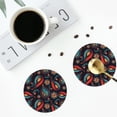thumbnail image 4 of Lsque Paisley1 Pattern 4" Drink Coasters Set of 4, PVC Leather Absorbent Coasters, Table Coaster Set Decorative Coffee Cup Coasters Housewarming Gift -Round Shape, 4 of 6