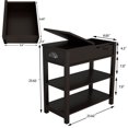 thumbnail image 3 of Gzxs Wooden Small Sofa Side Table Narrow End Desk with Drawer and Open Shelf, Flip Top Design, Dark Brown, 3 of 8