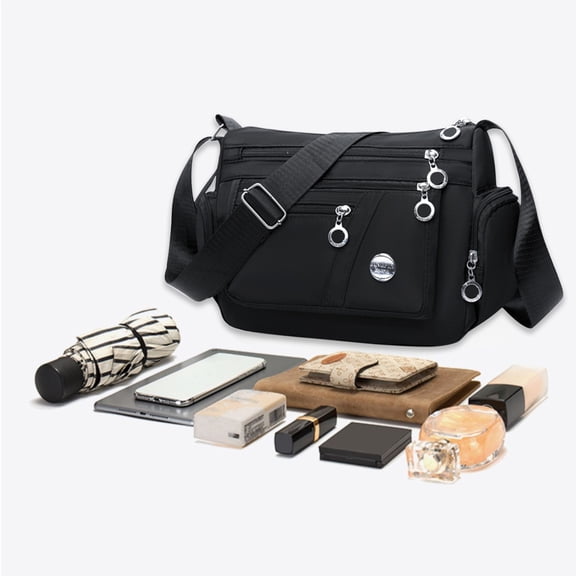JingChun Nylon Crossbody Bag for Women Waterproof Shoulder Bag Ladies Multi Pocket Tote Handbag Travel Messenger Bag