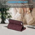 thumbnail image 4 of Wallet Case for iPhone SE(5G) 2022 iPhone 7 iPhone 8 iPhone SE 2020, Retro Matte 9 Card Holder Slots Zipper Pocket PU Leather Magnetic Closure Kickstand with Wrist Strap Flip Case-Wine Red, 4 of 15