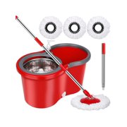 Spin Mop And Bucket With Wringer Set, 360° Mop And Bucket System With 3 Microfiber Mop Refills And 61" Extended Handle For Floor Cleaning