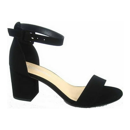 

Cake-S Women s Open Toe Ankle Strap Buckle Low Chunky Heels Dress Sandals Shoes ( Blcak 6.5 )