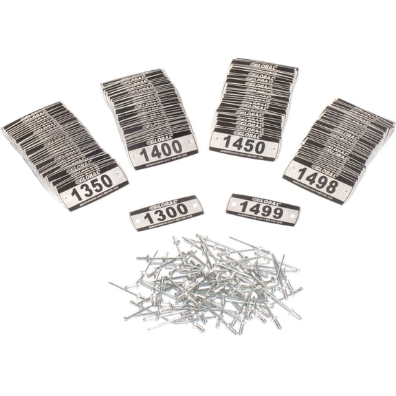 Global Industrial Locker Number Plate Kit Numbered 1300-1499 200/Pack