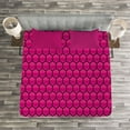 thumbnail image 3 of Ambesonne Hot Pink Quilted Bedspread Set 3 Pcs, Comb Pattern Hexagonal, King Size, Hot Pink Black, 3 of 3