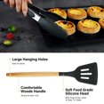 thumbnail image 2 of 34PCS Silicone Cooking Utensils Set, 446°F Heat Resistant Wooden Handle Cooking Kitchen Utensils Spatula Set with Holder for Nonstick Cookware,Dishwasher Safe (BPA Free),Black, 2 of 8