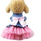 thumbnail image 3 of Vestido de mezclilla para mascotas con bonito nudo de lazo, cómodo chaleco falda, ribete de encaje, tutú, ropa de primavera para gatos y perros pequeños (pequeño) Zefei Wu 9024735047049, 3 of 5