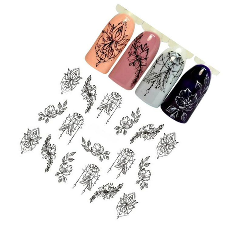 TureClos Women Girls Flower Nail Sticker Mushroom Retro Nails Art Decor  Decal DIY Nail Manicure Wrap Accessories 