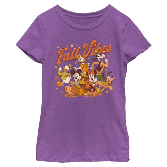 Girls Mickey & Friends Fall Vibes Crew T Shirt