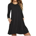 thumbnail image 2 of Uootdi Long Sleeve Shirts for Women A-line Casual Tshirt Dress Casual Loose Swing Dresses Plain Short Dresses with Pockets Gift, 2 of 7