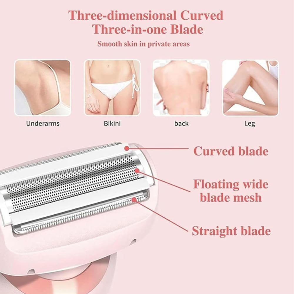 Electric Razor for Women, 2 in 1 Wet & Dry Electric Waterproof Shaver, Painless Hair Removal Removable Head for Bikini Leg Arm Underarm Area