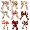 thumbnail image 5 of D-GROEE Christmas Bows Multi-patterns Bows Holiday Decorative Large Size Xmas Tree Wreath Bows for Xmas Tree Home Decor, 5 of 8