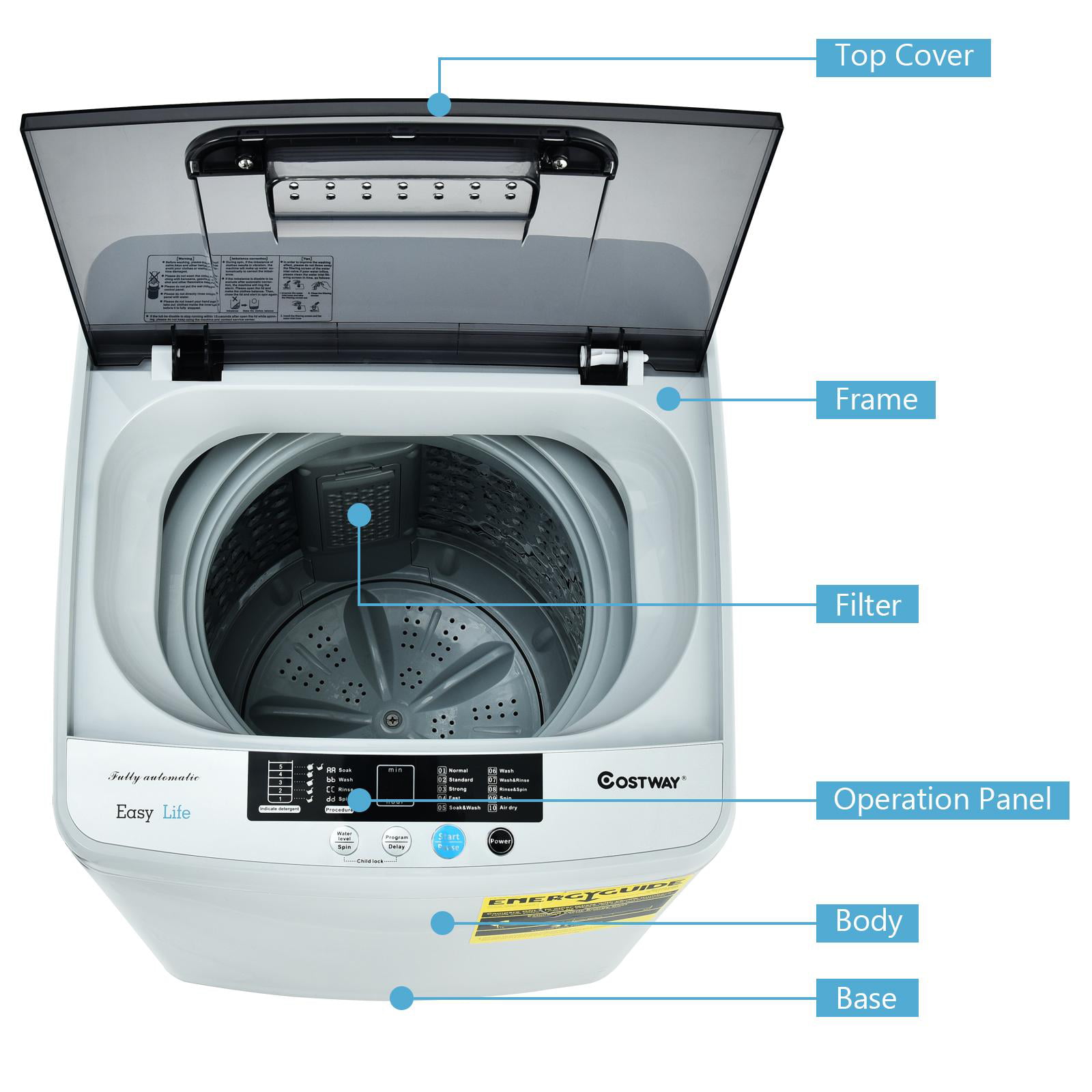 Giantex Compact Washing Machine Portable Washer and Dryer 10 lbs Capacity 