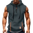 thumbnail image 3 of BRGZLK Men's Workout Hooded Tank Tops Sleeveless with Half Zipper Gym Training Bodybuilding Muscle Cut Off T Shirt, 3 of 5