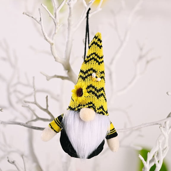 1PC Handmade Bumble Bee Hanging Gnome Ornaments, Colorful Swedish Honey Bee Decor Summer Fall Ornaments for Tree, Summer Bee Plush Gnome Decorations Fall Tree decorations for Home Holiday