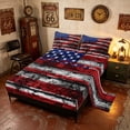 thumbnail image 2 of Manfei Vintage US Flag Bed Sheets, Patriotic Star Stripe Full Size Sheets, Red White Blue, Black Reversible 4pcs (1 Flat Sheet, 1 Fitted Sheet and 2 Pillowcases), 2 of 6