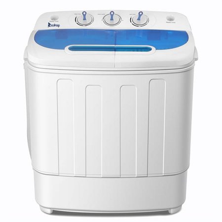 US XPB46-RS4 15lbs(9lbs+6lbs) Washing Machine 110.00V 110.00V, 550.00W Double Drum with Drain Pump Plastic Blue and White Semi-automatic Compact Twin Tub with Built-in Drain Pump XPB46-RS4 13Lbs Semi-