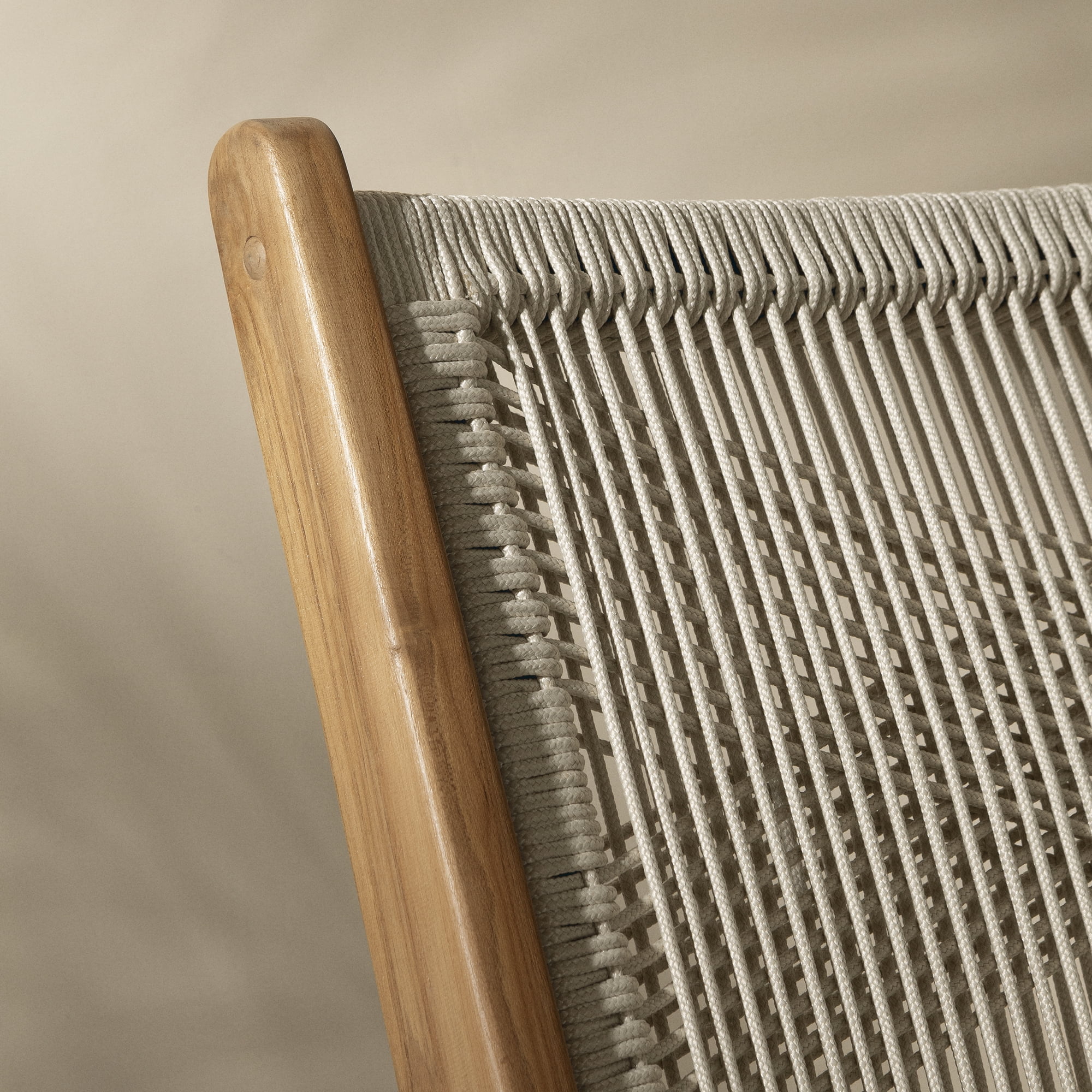 South Shore Agave Woven Rope and Teak Dining Chair, Set of 2, in Cream and Natural