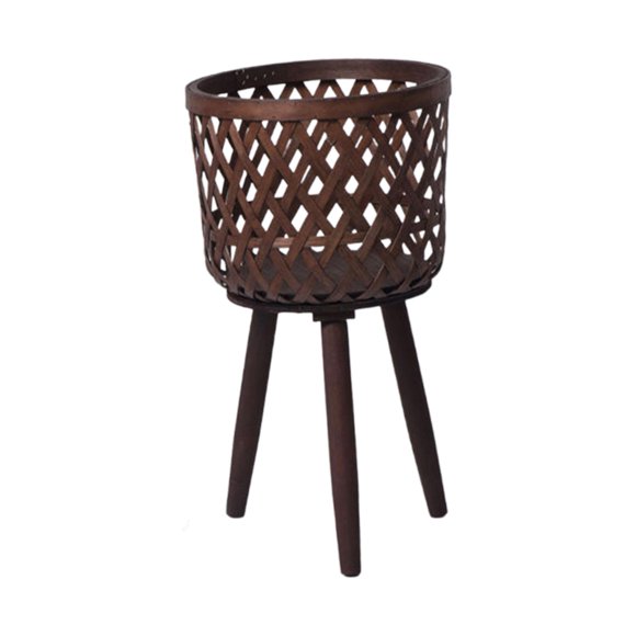 Maceta de ratán con patas de apoyo, fácil de montar y multiusos. Marrón 43x245cm