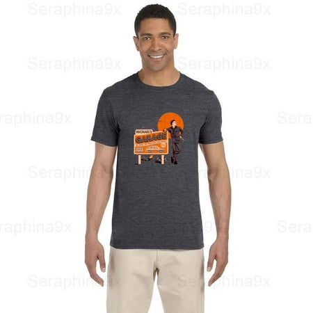 Seraphina91 Michaels Garage T shirt with Retro Slasher Mechanic Vibe  for men & women  up to size 5XL.