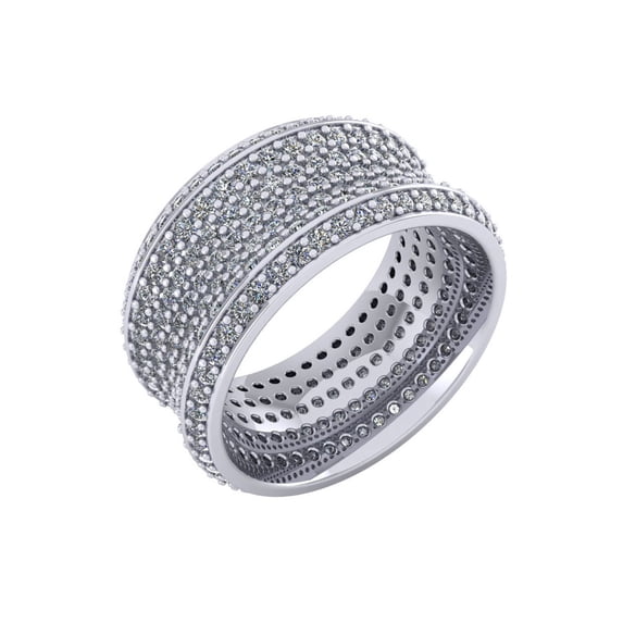 Natural 3.5Ct Round Cut Diamond 7Row Concave Anniversary Wedding Eternity Band Ring 10k Gold GH I1