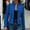 Blue, variant on Women's Plus Size Trendy Jacket Solid Color Double Breasted Suede Decorative Pockets