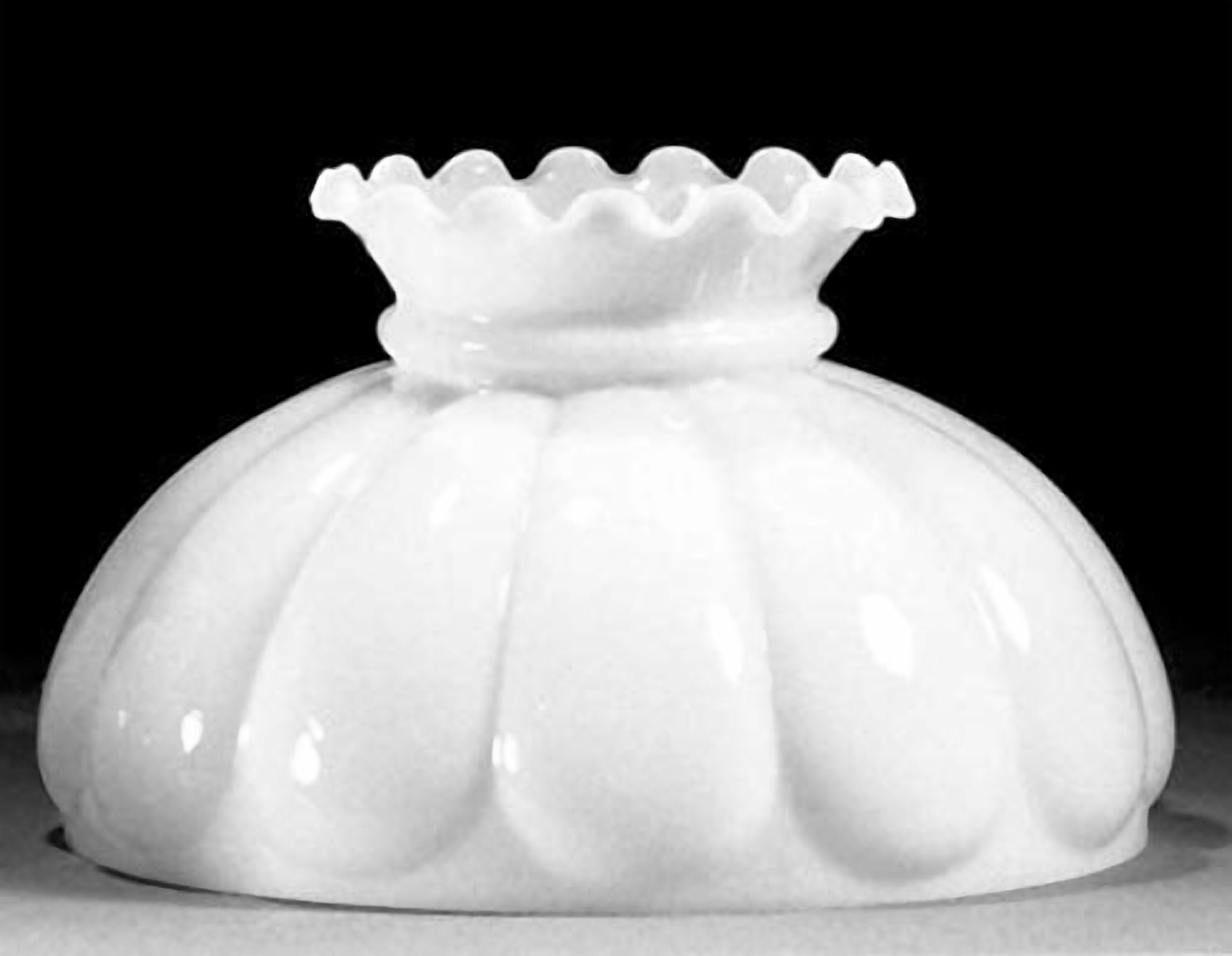 B&P Lamp® 9 7/8" Fitter Opal White Glass Melon Style Student Lamp Shade with Crimp Top Design