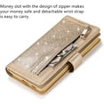 thumbnail image 5 of Wallet Case for Samsung Galaxy A51,Magnetic Handbag Zipper Pocket PU Leather Flip with 9 Card Slots and Wrist Strap Folio TPU Inner Stand Case for Samsung Galaxy A51 - Gold, 5 of 14