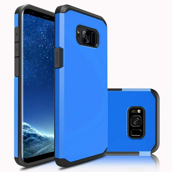 Galaxy S8 Plus Case, Dual Layer Protective Hybrid Armor Defender Case (Blue)