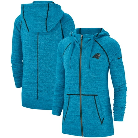 Women's Nike Heathered Blue Carolina Panthers Gym Vintage Raglan Full-Zip Hoodie