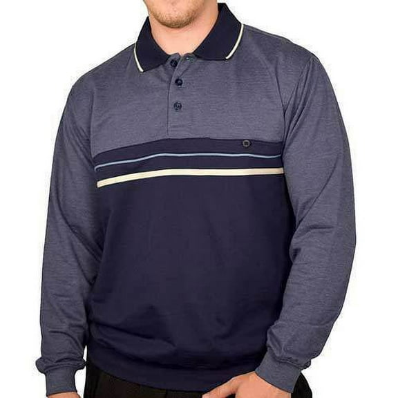 Classics by Palmland Long Sleeve Banded Bottom Big and Tall Shirt In Navy