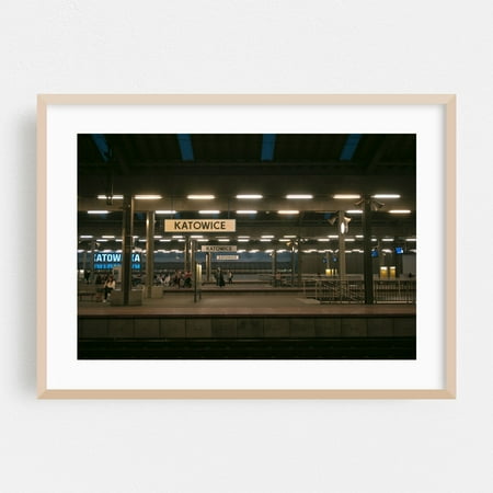 Katowice Dworzec 05 - Katowice Silesia Poland Photography Architecture Travel Poster City Street Photography Nightlife Oak Framed Wall Art Print 5 x 7 inches