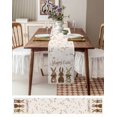 thumbnail image 3 of ERUNPONLY Easter Table Runner - 90 Inch Long Spring Bunny Retro Bow Retro Botanical Brown Cotton and Linen Blended Dress Scarves Farmhouse Table Runner for Kitchen Dining, Coffee Table, 13"x90", 3 of 8