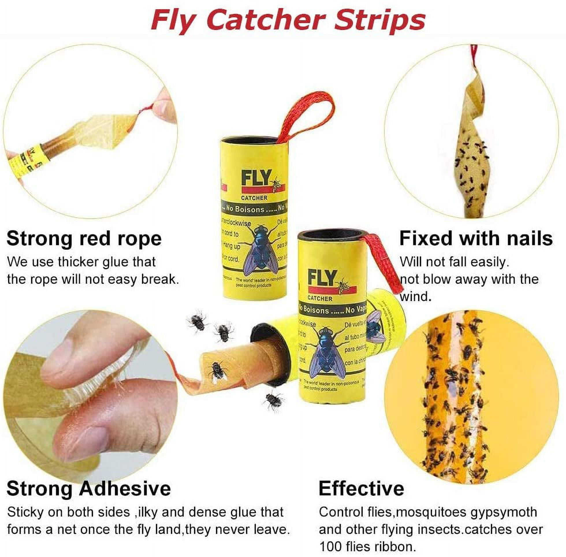 16 PCS Sticky Fly Paper,Fruit Fly Traps for Kitchen, Fruit Fly Strips  Catcher 