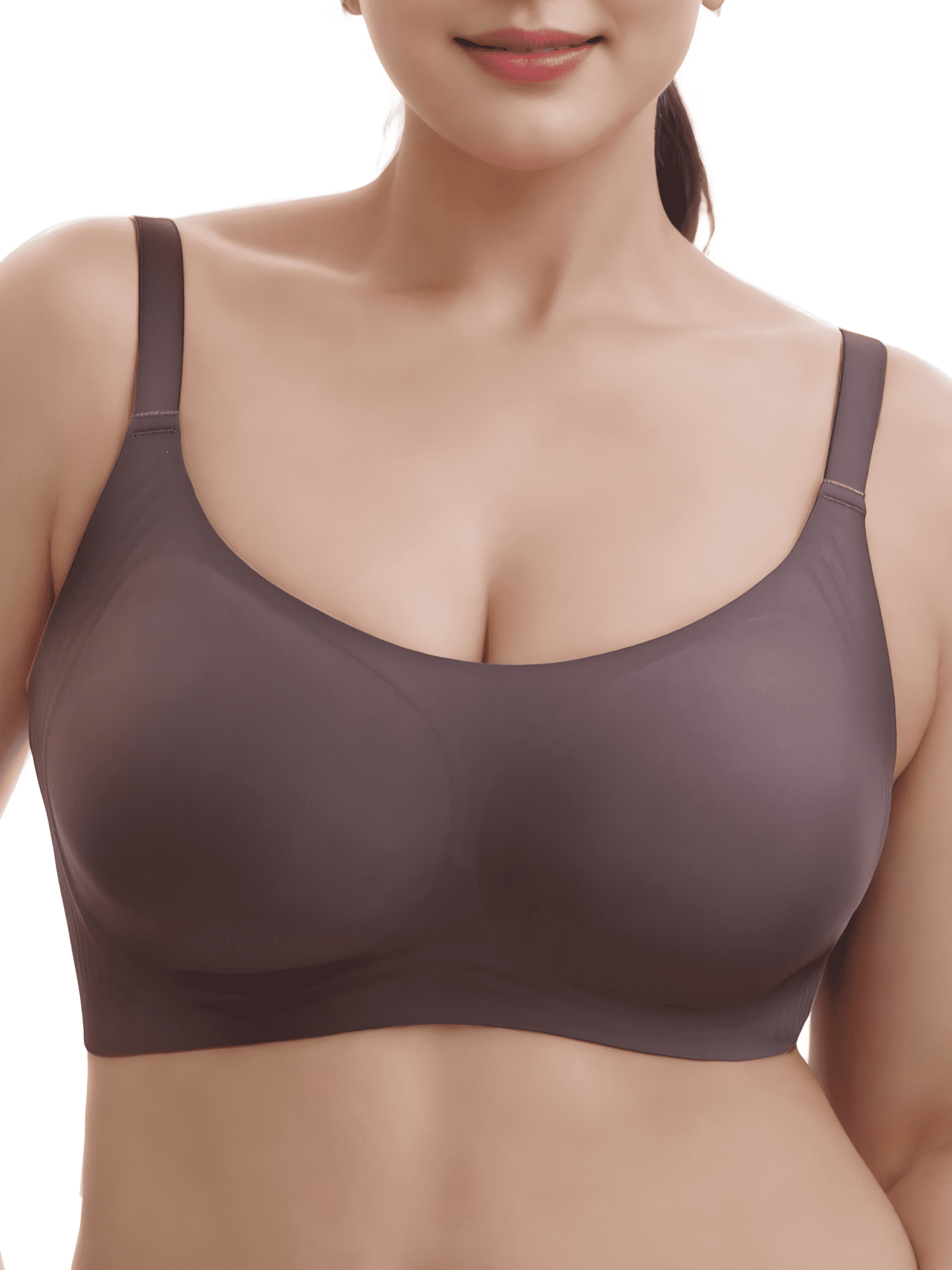 YOURISS Women’s Plus Size Wireless Comfort Bra Seamless Full Coverage Everyday Bra Chocolate Brown 3XL Lounge Sleep Bra Adjustable Straps