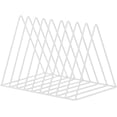 thumbnail image 1 of TFixol Metal Record Stand - Record Storage | Triangle Display Stand for 60 Records | LP Storage Case Newspaper Rack | Vinyl Record Holder for Office, CD, Magazine（white）, 1 of 6