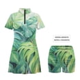 thumbnail image 4 of Uorisanigo Hawaiian Leaf Matching Couple Summer Golf Outfits Cactus Print Men's 1/4 Zip Short Sleeve Shirt and Women's Dress with Built in Shorts Quick Dry Athletic Sport Wear, 4 of 8