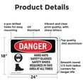 thumbnail image 2 of (2 Pack) Hard Hats Safety Glasses Shoes Required OSHA Danger Sign 24 Inch X 18 Inch Indoor / Outdoor Rust-Free Aluminum Metal Signs for Workplace, Workshop, and Construction Site, Made, 2 of 8