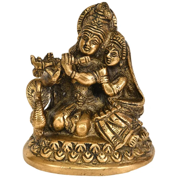 3" Radha Krishna Small Statue in Brass | Handmade | Made in India