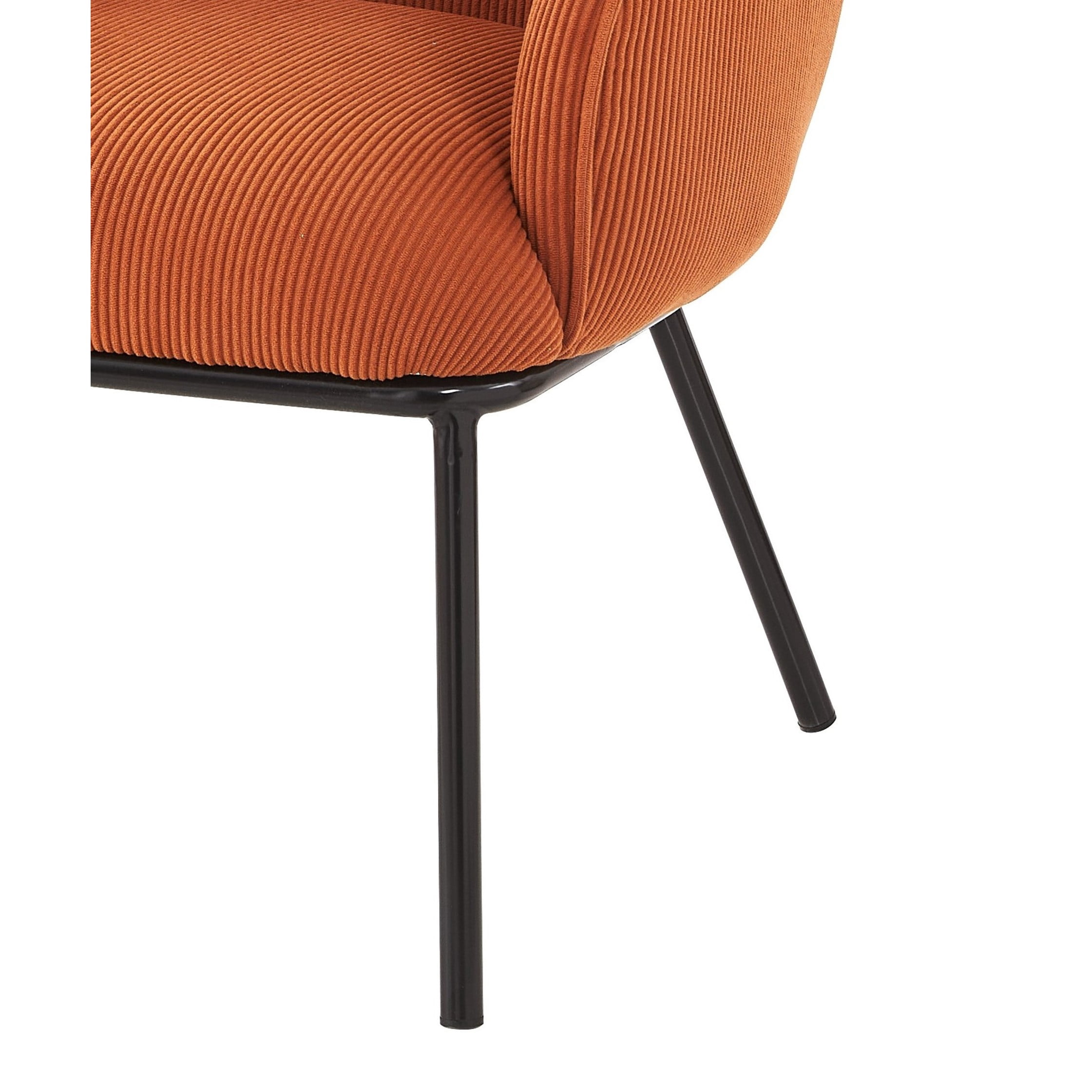 GDF Studio Mid-Century Modern Barrel Accent Chair with Corduroy Upholstery & Metal Legs, Orange