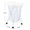 thumbnail image 2 of Household Essentials Rolling Laundry Hamper, Heavy Duty Canvas Bag, 2 Load Capacity, Foldable Frame, White Bag with Velcro Fasteners, White, 2 of 14