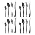 thumbnail image 1 of 16 piezas​ Juego de cubiertos de acero inoxidable martillado negro moderno, juego de cubiertos de titanio​Juego de cubiertos con revestimiento de plata para 4 personas, reutilizable, apto, 1 of 6