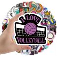 thumbnail image 5 of 50 pegatinas de voleibol para botellas de agua, impermeables, para fundas de viaje, portátiles, monopatines, ordenadores y teléfonos. Pack de pegatinas deportivas de voleibol para niños., 5 of 5