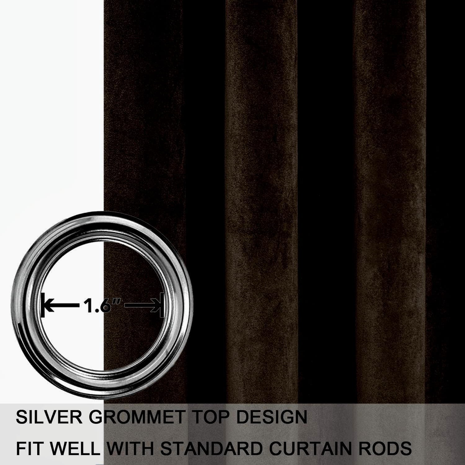 Classic Velvet Grommet Curtains – Thermal Insulated, Blackout, Set of 2 (52"W per Panel)