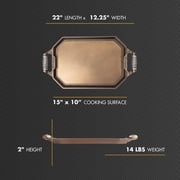 FINEX Cast Iron Double Burner Griddle - Griddle Plate - Even Heat Distribution - Non-Stick Cooking - Cast Iron Double Griddle Pan for Stove Top & More - Indoor & Outdoor Use - 22