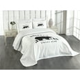 thumbnail image 3 of Ambesonne Bear Quilted Bedspread Set 3 Pcs, Strong Wild Animal Forest, King Size, Black White, 3 of 5